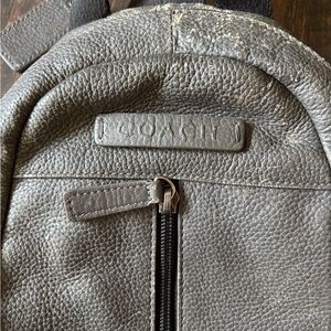Coach Gray Textured Leather Men's Sling  Backpack